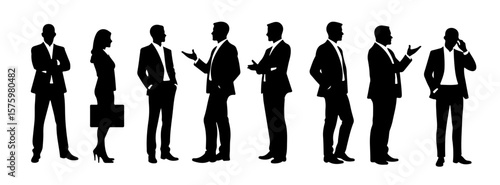 Modern Minimal Vector of Corporate Team Silhouettes Standing in different poses