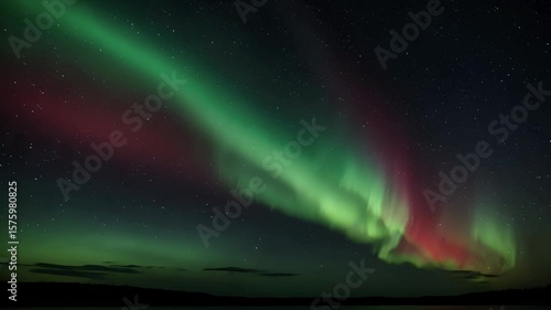 Wallpaper Mural Green and Red Aurora Borealis Sparkle in the Night Sky Torontodigital.ca