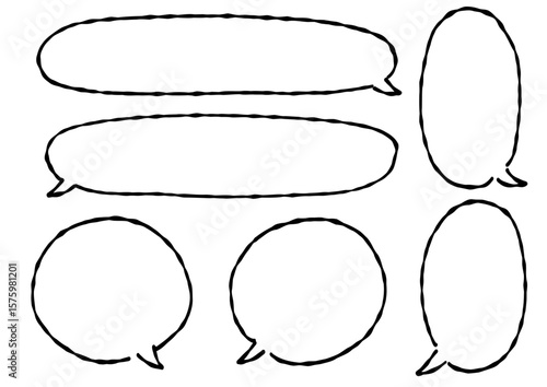 手書きの吹き出しイラストセット、シンプル、吹き出し