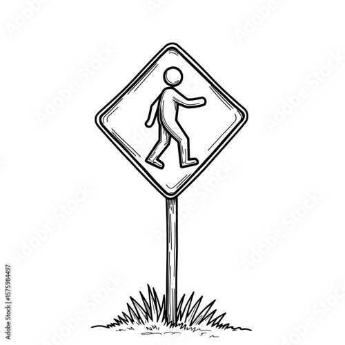 Slow crossing road sign with figure – Kids coloring book design