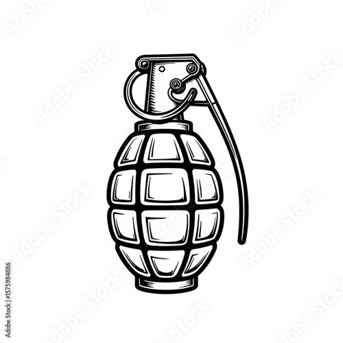Hand releasing grenade pin – Abstract coloring design, kids activity