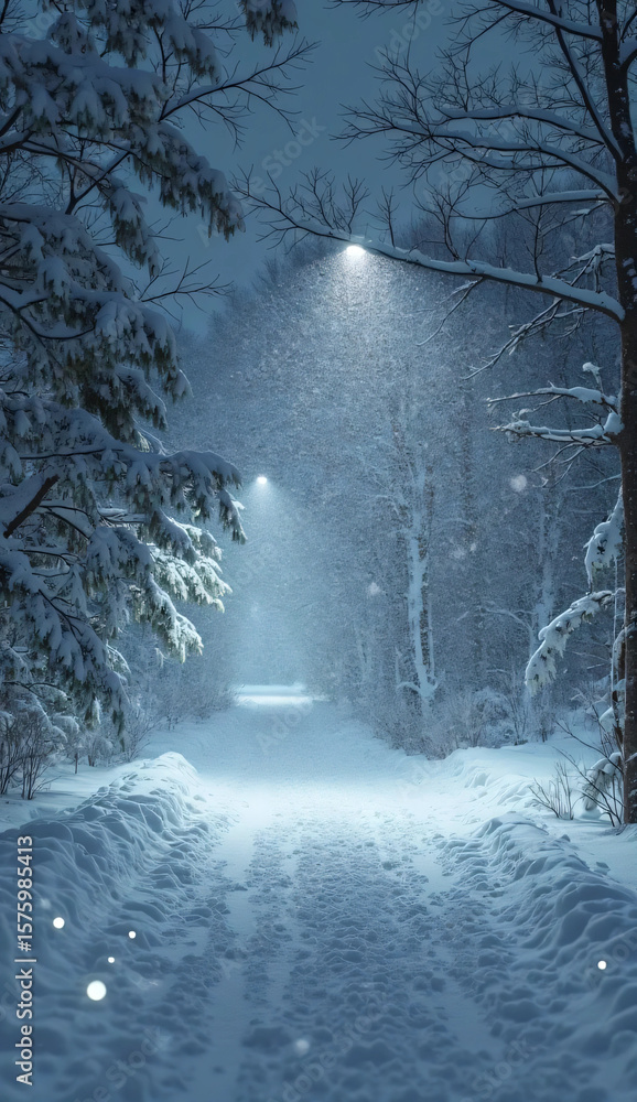 Naklejka premium blizzard and Copy space. winter concept background. snow powder. night background. studio photo.