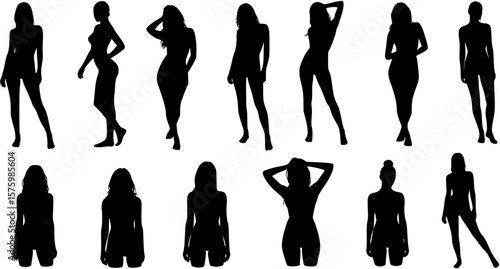 Silhouettes of sexy women, vector collection
