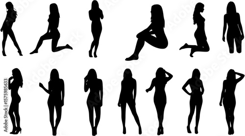 Silhouettes of sexy women, vector collection
