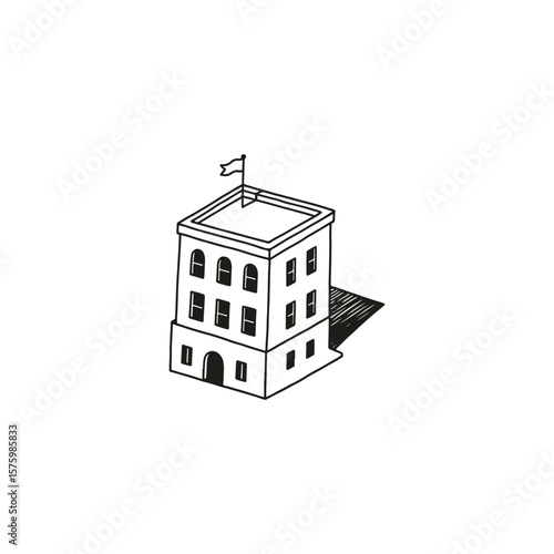 Hand-Drawn Illustration of a Government or Office Building