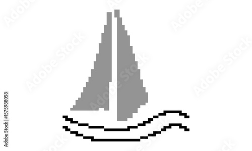 design logo ship sailboat pixel art vector