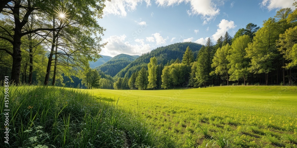 Naklejka premium Scenic Nature Landscape at Forest's Edge