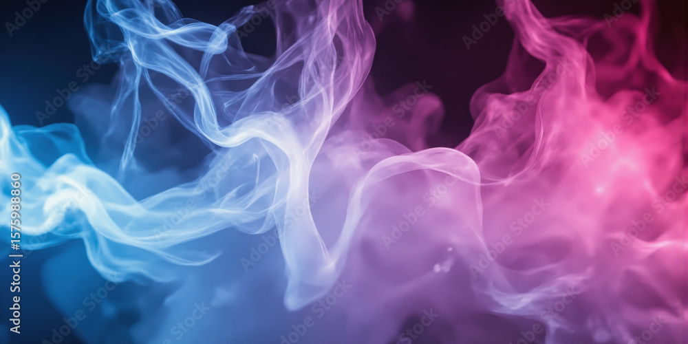 Obraz premium Abstract Pink and Blue Smoke Wisps of pink and blue smoke intertwine and diffuse, creating an abstract, ethereal composition