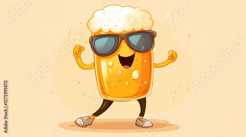 Wallpaper Mural Happy beer glass cartoon character in sunglasses and sneakers! Torontodigital.ca