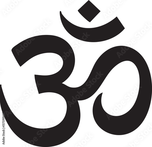 Black om symbol silhouette on a white background sacred hindu religious icon