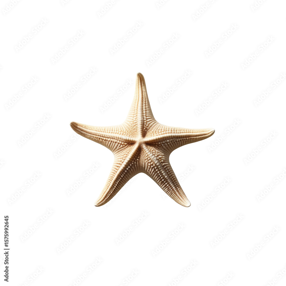 Single Beige Starfish on Transparent Background Single Beige Starfish on Transparent Background
