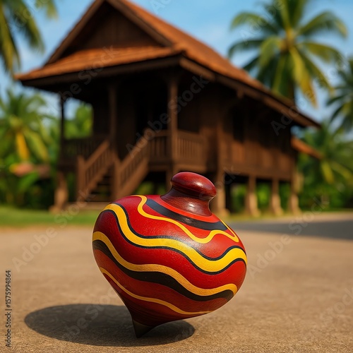 Traditional Malay Spinning Top (Gasing) – Cultural Wooden Toy of Malaysia