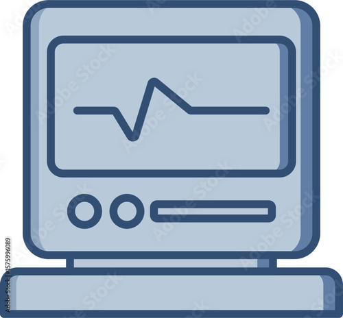 ECG vector icon with transparent background. Changeable blue color design.
