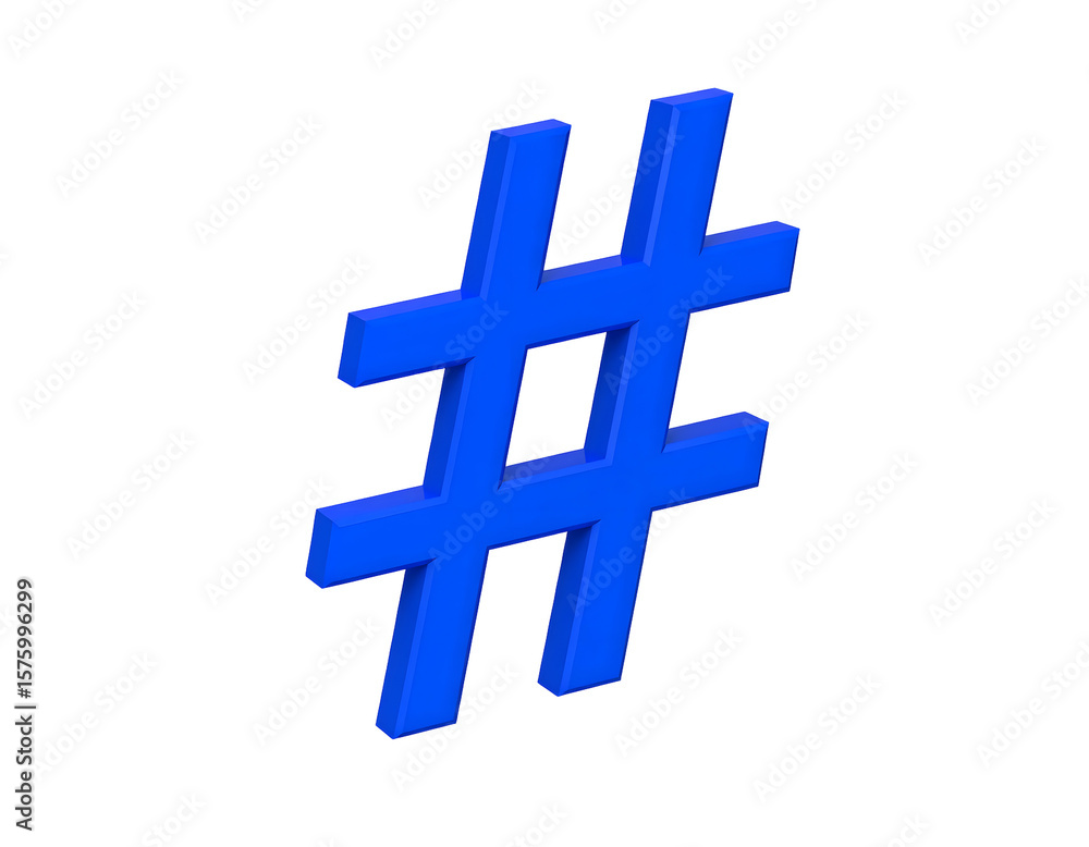 Obraz premium Isolated blue hashtag symbol on black