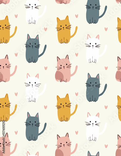 Charming cat pattern vector 