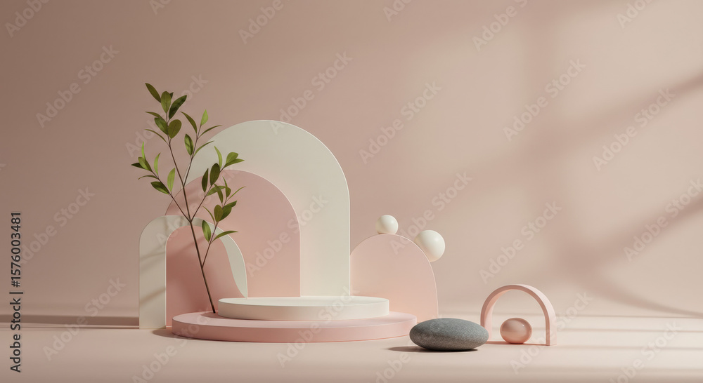 Elegance minimalism studio setting background in pastel color with plant or natural element. Elegance minimalism studio setting background in pastel color with plant or natural element.
