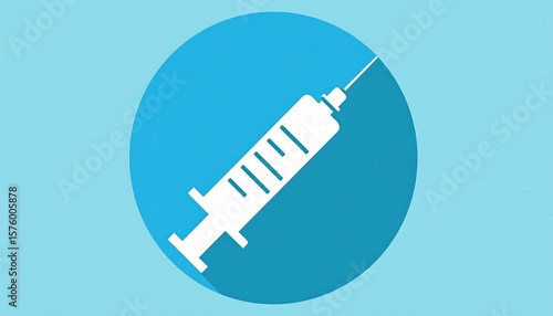 Simple syringe icon on a light blue background