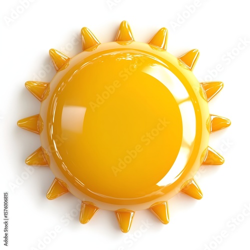 Polished yellow sun icon on a white background.