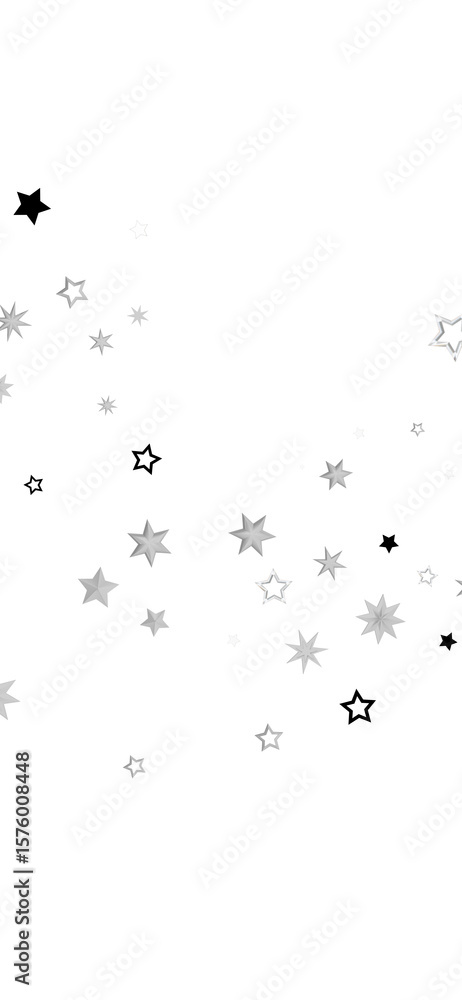 Obraz premium Simple design with gray and black stars scattered on a white background. Ideal for backgrounds, cards, or websites.