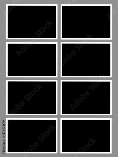 Blank photo frame design, eight photo frame vector collage template layout
