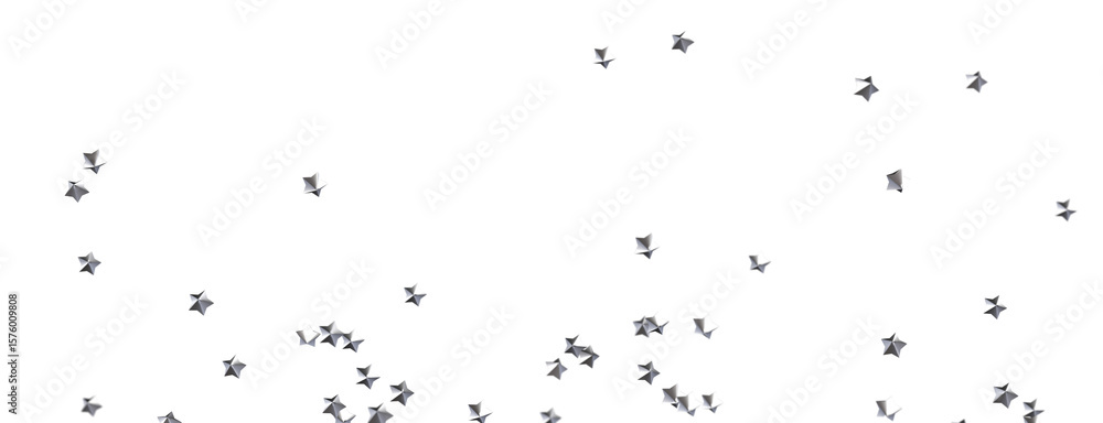 Fototapeta premium Beautiful image of silver stars falling on a white background, perfect for celebration designs.