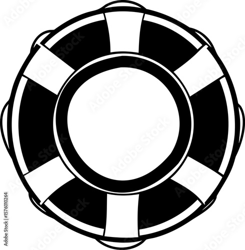 Life buoy with dark and light segments, circular safety device for water rescue and emergency situations