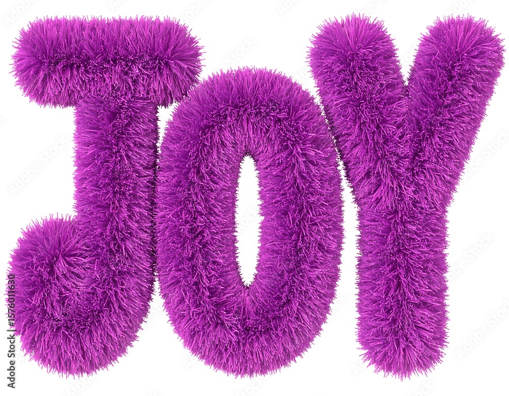 Fototapeta premium Fluffy purple word JOY