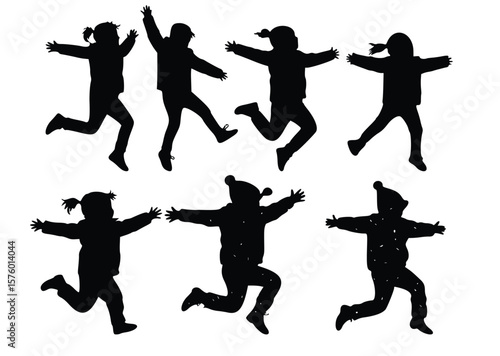 Silhouette's Leap: Captured in monochrome, these silhouettes of children leaping with joyous energy, embodies the pure freedom of childhood. They depict movement, motion and fun. 