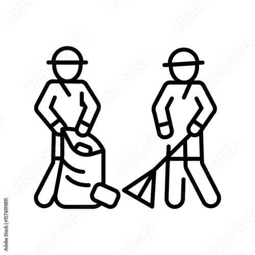 trash hunters black line icon for digital and print projects.
