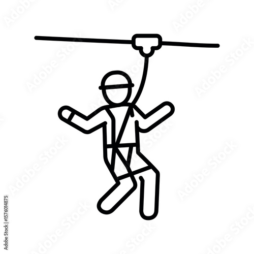 zipline rush black line icon for digital and print projects.