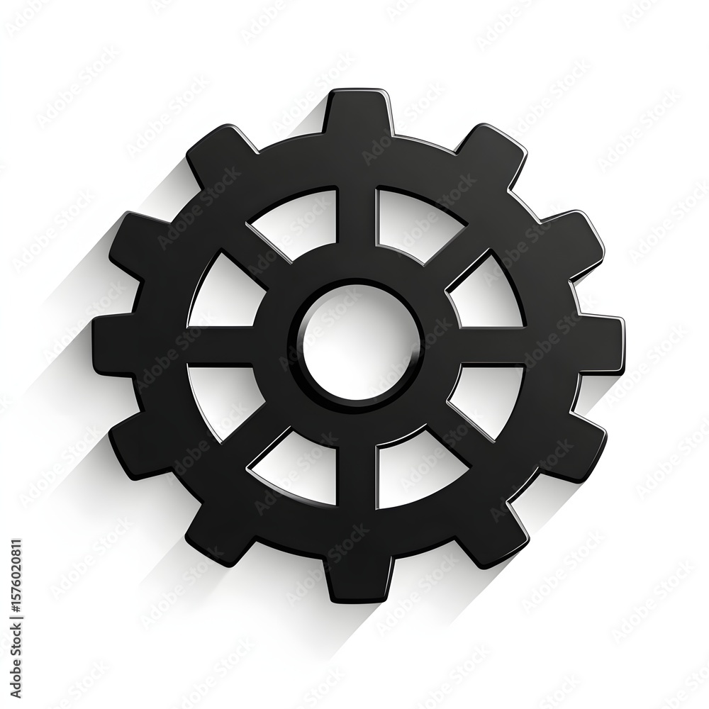 Obraz premium Black gear icon with a shadow.
