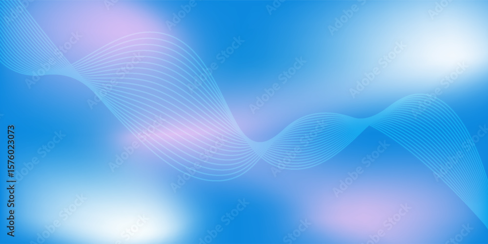Fototapeta premium Abstract blue gradient background with shining lines waves. Minimalist background for banner, poster, cover, brochure, flyer, website