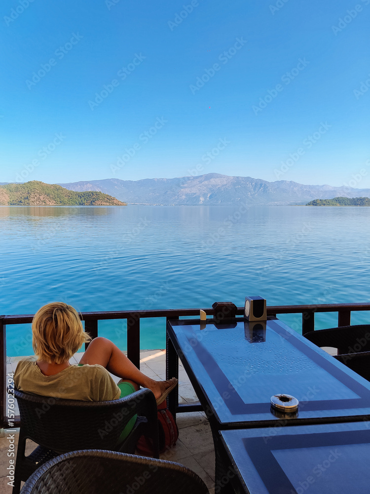 Fototapeta premium beautiful interior of a restaurant on the seashore