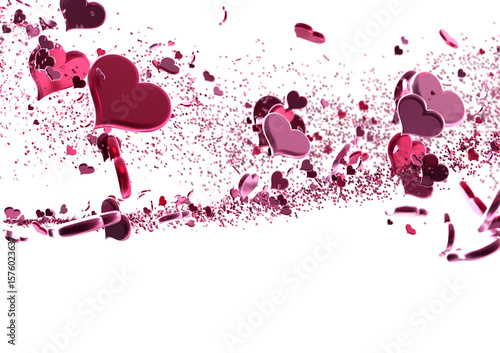 realistic isolated heart confetti on the transparent background for decoration and covering.
