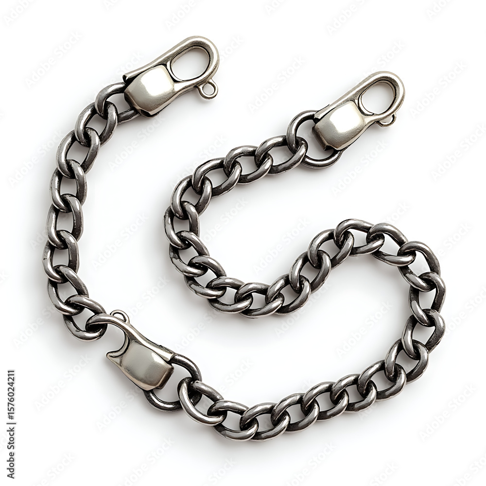 Obraz premium Metal chain with hook clasps for trousers or jeans fashion accessory 