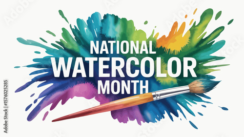National Watercolor Month Brush Splash Poster