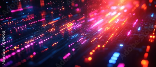 Wallpaper Mural Abstract digital circuit board with vibrant glowing lights. Torontodigital.ca