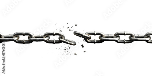 Broken metal chain with debris isolated on a transparent background broken chain