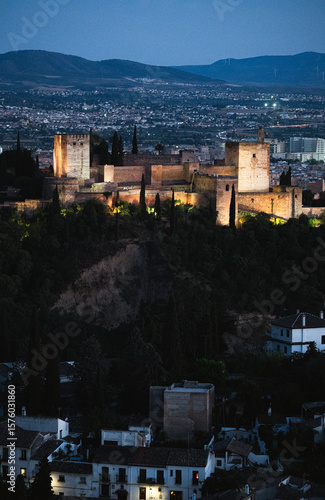 night view of alhambra in Granada