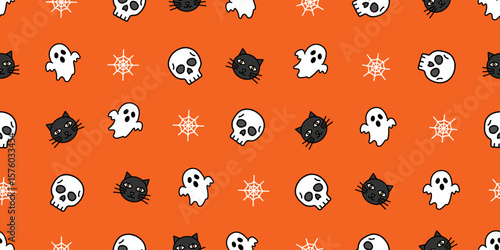 ハロウィンアイコンのシームレスパターン・背景素材
Seamless Pattern of Halloween Icons Background Design