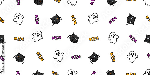 ハロウィンアイコンのシームレスパターン・背景素材
Seamless Pattern of Halloween Icons Background Design