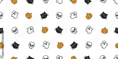 ハロウィンアイコンのシームレスパターン・背景素材
Seamless Pattern of Halloween Icons Background Design