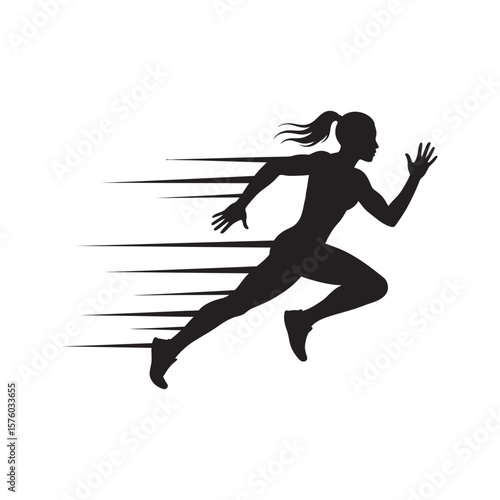 Fast Running Woman Silhouette Athletic Female Sprinter Speed Motion Fitness