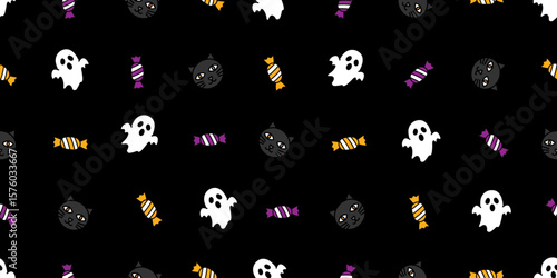 ハロウィンアイコンのシームレスパターン・背景素材
Seamless Pattern of Halloween Icons Background Design