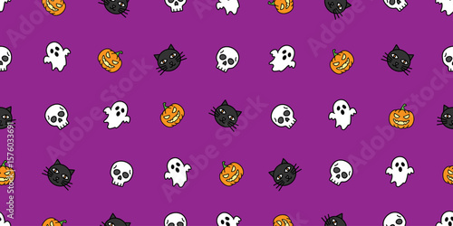 ハロウィンアイコンのシームレスパターン・背景素材
Seamless Pattern of Halloween Icons Background Design