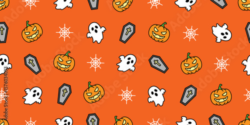 ハロウィンアイコンのシームレスパターン・背景素材
Seamless Pattern of Halloween Icons Background Design
