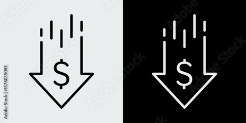 Financial and economic decrease icon