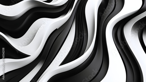 Abstract black and white wavy design.