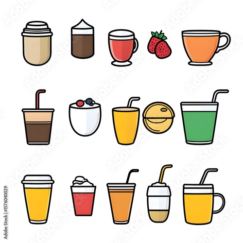 Wallpaper Mural Collection of various beverage icons. Torontodigital.ca