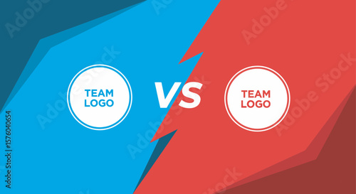 Clashing team logos in a vibrant blue and red competition graphic.